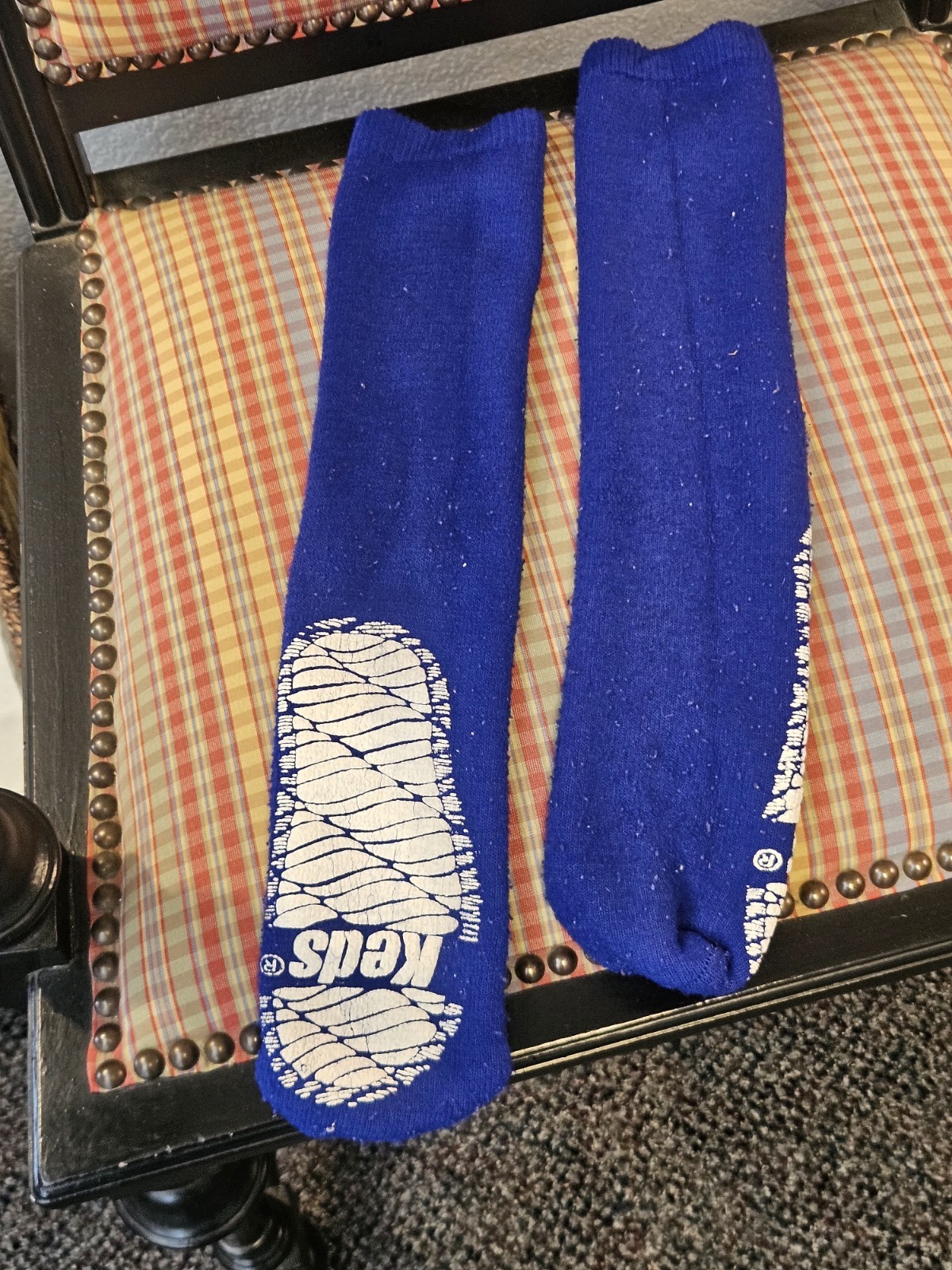 SAOLA Coppia di calzini pantofole Keds vintage 1981 con polsini suola trazione NOS blu USA