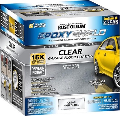 Rust-Oleum 292514 EPOXYSHIELD Premium Clear Garage Floor Coating Kit, 2.5 Car,