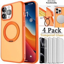 For iPhone 13 Pro Max/13 Pro/13 Magnetic Ring Stand Case Cover / Tempered Glass