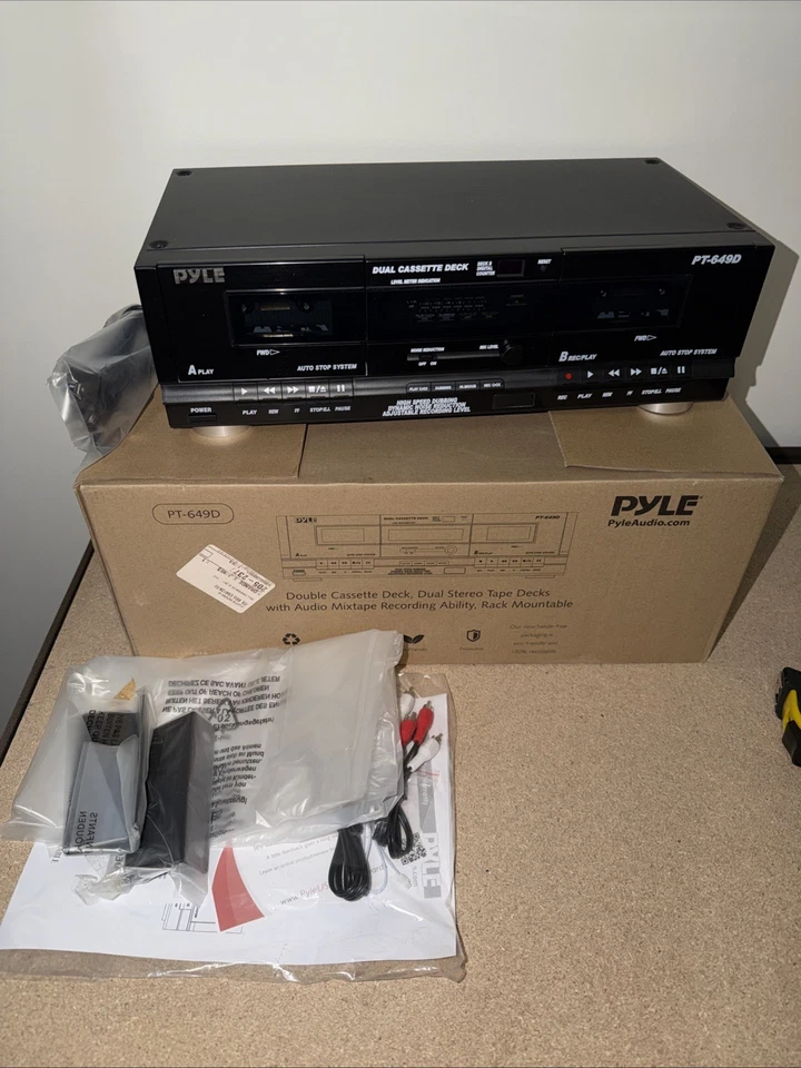 Pyle PT649D Rack montierbarer Dual-Kassettenspieler und Recorder OPEN BOX - neu