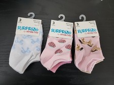 New Girls 9Pairs Surprize By Stride Rite Socks Shoe Size -1-7