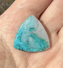 Rare Trillion Shaped Chrysocolla In Quartz Crystal Cabochon