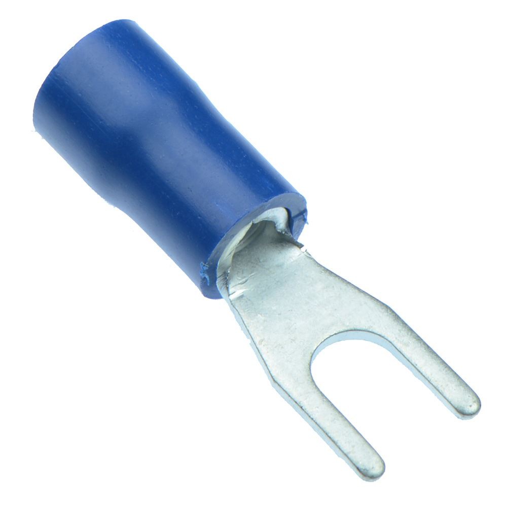 100 x Blue 3.7mm Insulated Crimp Fork Terminal