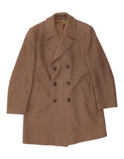 WELLINGTON Mens Double Breasted Overcoat UK 36 Small Brown CE20