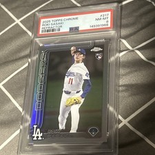 Roki Sasaki 2025 Topps Chrome Refractor Rookie RC PSA 8 Mint Dodgers / Japan