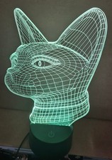 Cat 3D Acrylic LED 7 Colour Night Light Touch Sensor Table Desk Lamp