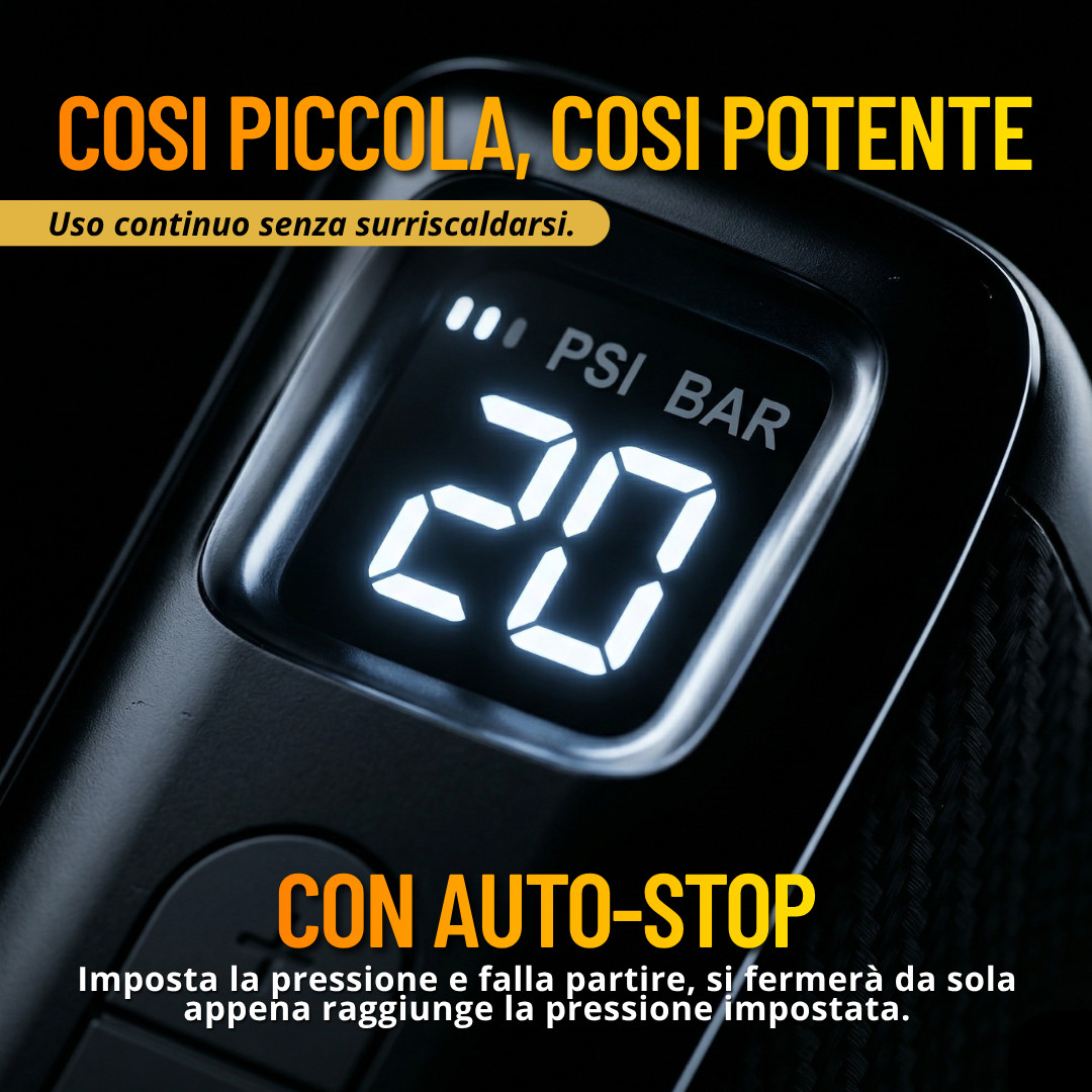 Mini Pompa Elettrica Bici MTB Corsa Auto Moto 120PSI Display LCD USB-C Tascabile foto 6