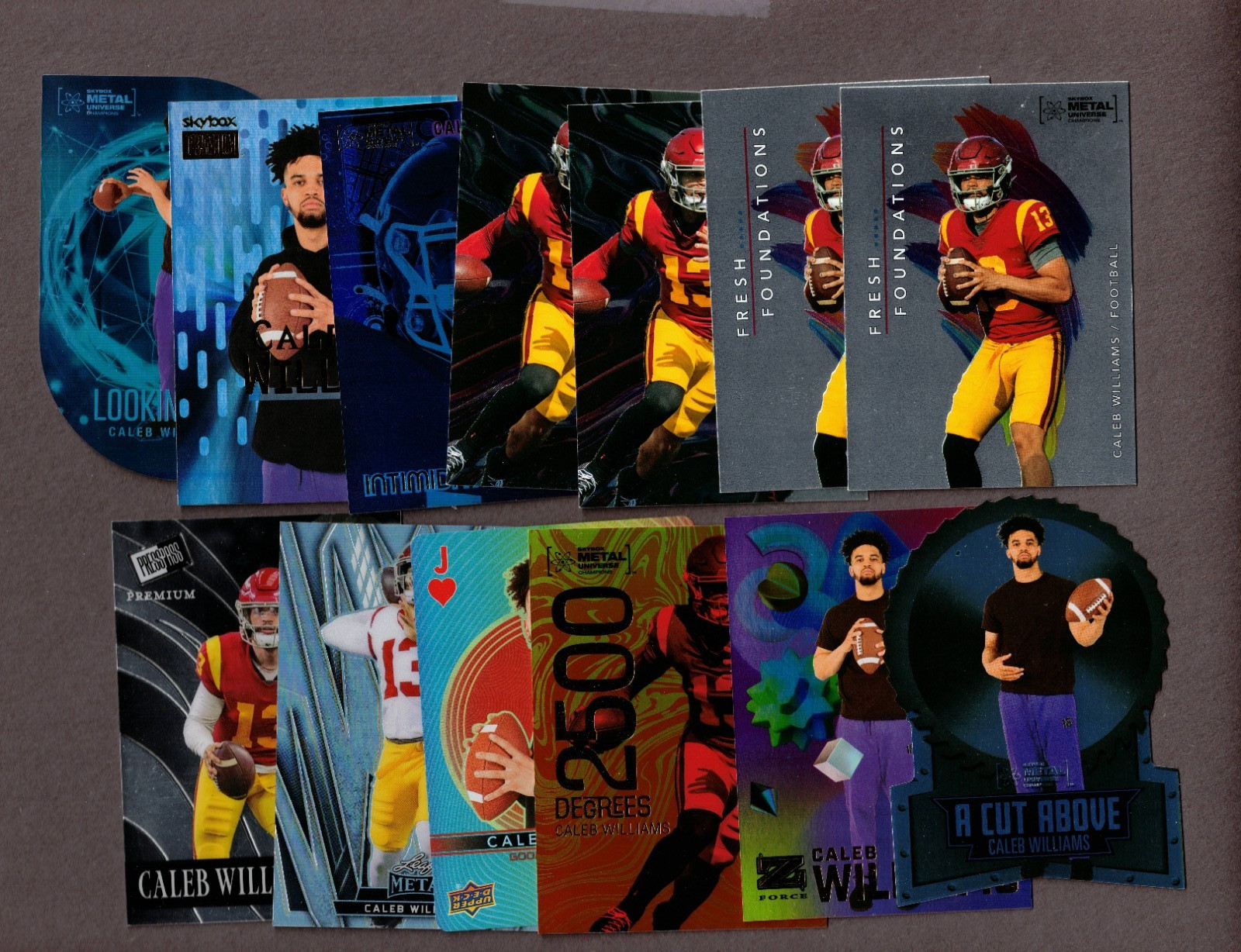 13) Caleb Williams 2022 Skybox Metal Universe 2024 Leaf Metal ++