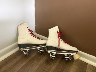 Vintage White Leather Size 7 Pacer Roller Derby Skates! Boot and Plates Only!