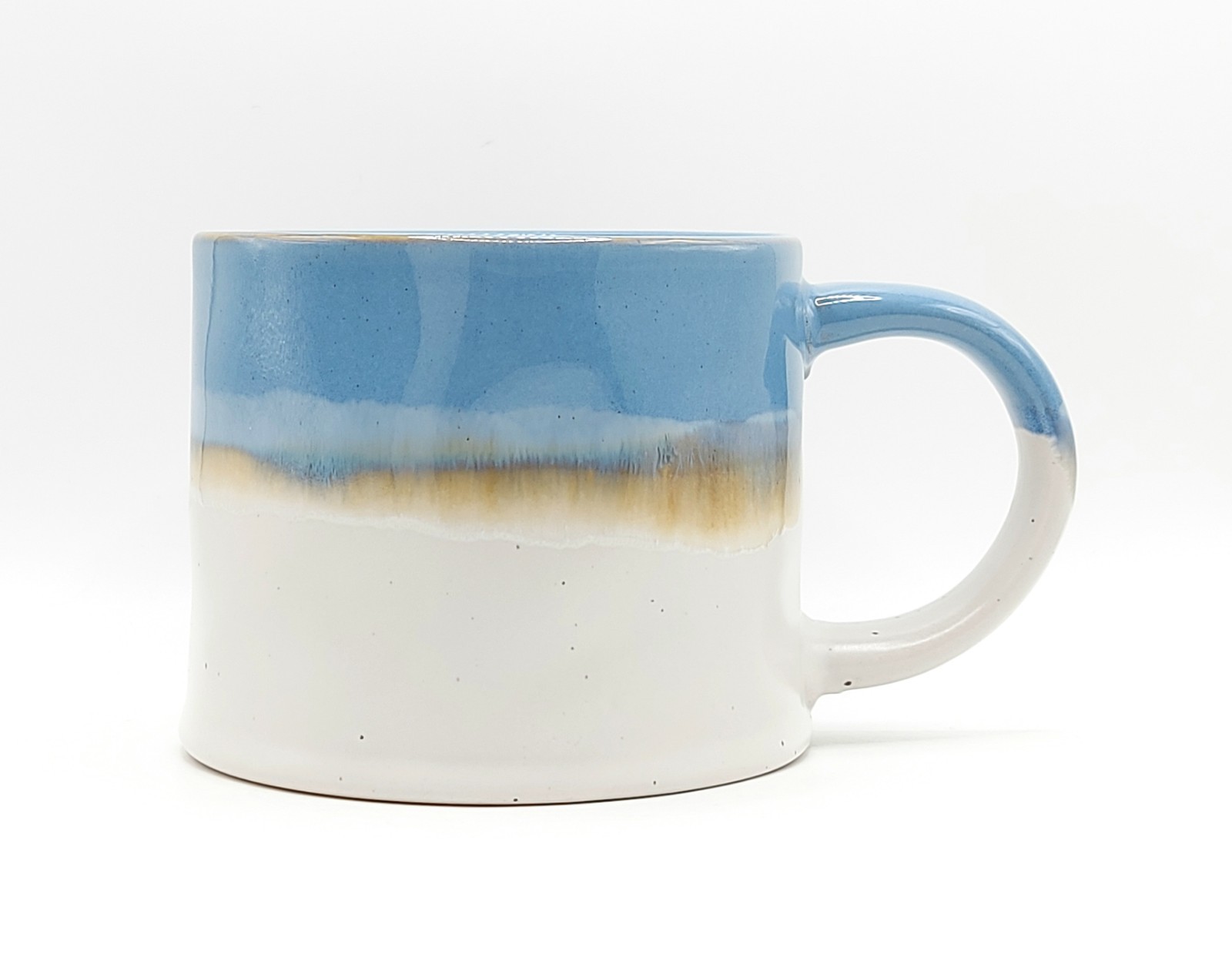Fire Glazed Blue & Matte White Coffee Mug 14 Oz Ceramic By Scandi Home