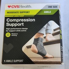 CVS Health Ankle Compression Support Moisture Wicking Gray Moderate One Size