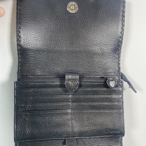 Brighton Montreal Sun Burst Black Leather Suede Boho Wallet Bag Organizer Purse - Picture 6 of 10