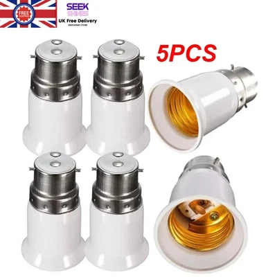 5PCS Light Bulb Adaptor Bayonet Edison Screw B22 to E27 Lamp Convert MAX 15 WATT