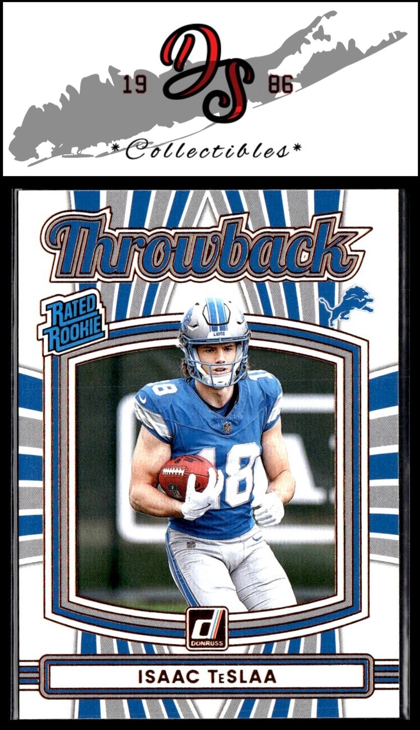 2025 Donruss #22 Isaac TeSlaa Rated Rookies Throwback Detroit Lions