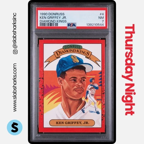 1990 DONRUSS #4 KEN GRIFFEY JR. DIAMOND KINGS PSA 7