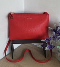 Ted Baker Maceyy Red Pebbled Leather Double Zip Crossbody Shoulder Bag