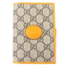 Pristine GUCCI passport case GG Supreme Interlocking G Orange beige PVC mens...
