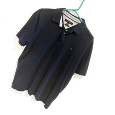 Tommy Hilfiger Mens Polo Shirt Medium M Custom Fit Navy Blue 3 Buttons