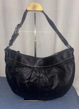Borsa a tracolla Coach vintage donna pelle nera hobo plissettata regolabile grande zip