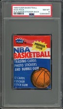 1986 Fleer Basketball Unopened Wax Pack Olajuwon Sticker Back PSA 8 NM-MT