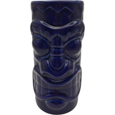 ACOPA Tiki Barware Mug Face 3D Relief Polynesian Cobalt Blue