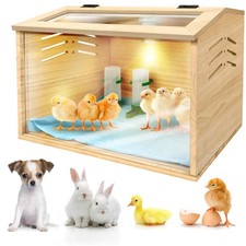Chicken Brooder Box for Chicks Quail with 3 Absorbent Pads, Feeder and Wate...
