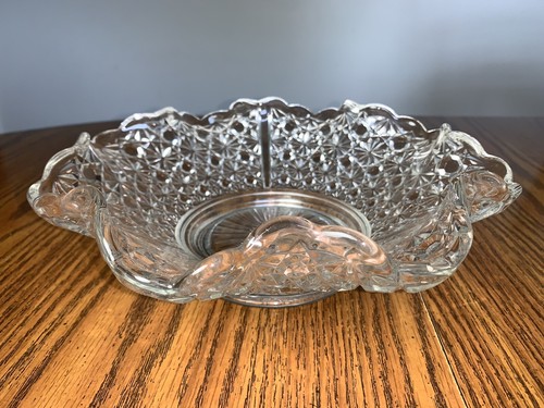 Vintage OVG Old Virginia Glass 10.5” Bowl Daisy & Button Fenton Art Glass Dish