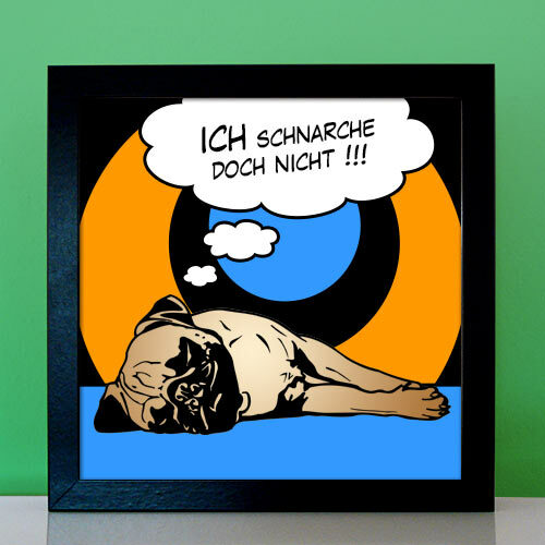schlafender Mops no.5 Comic mit eigenem Spruch Pop Art Bild Hund Poster Leinwand - Bild 2 von 15