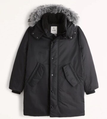 ABERCROMBIE FITCH Manteau Homme Medium M Ultra Parka NEUF Noir