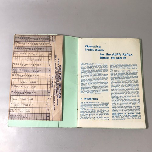 Original Alpa Reflex 9d and 9f Instructions For Use Manual / Handbook - Picture 2 of 10