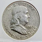1963-D Ben Franklin Silver Half Dollar Average Circulated Condition