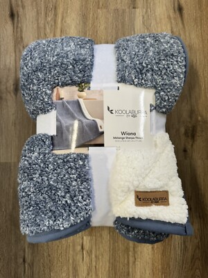 NEW Koolaburra by UGG Wiona Mélange Sherpa Throw Blanket 50” x 70”  Stonewash