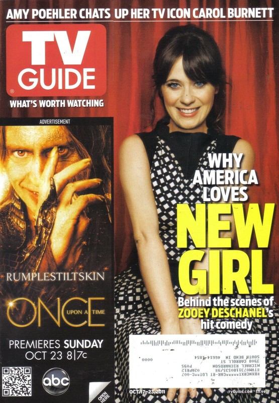 TV GUIDE MAGAZINE 10-17-11 ZOOEY DESCHANEL, NEW GIRL, AMY POEHLER, CAROL BURNETT