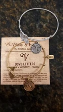 Wind and Fire LOVE LETTERS INITIAL "V" Expandable, Stackable Bangle Bracelet