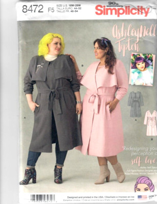 Simplicity 8472 Misses Ashley Nell Tipton Lined Trench Coat Pattern 18W ...