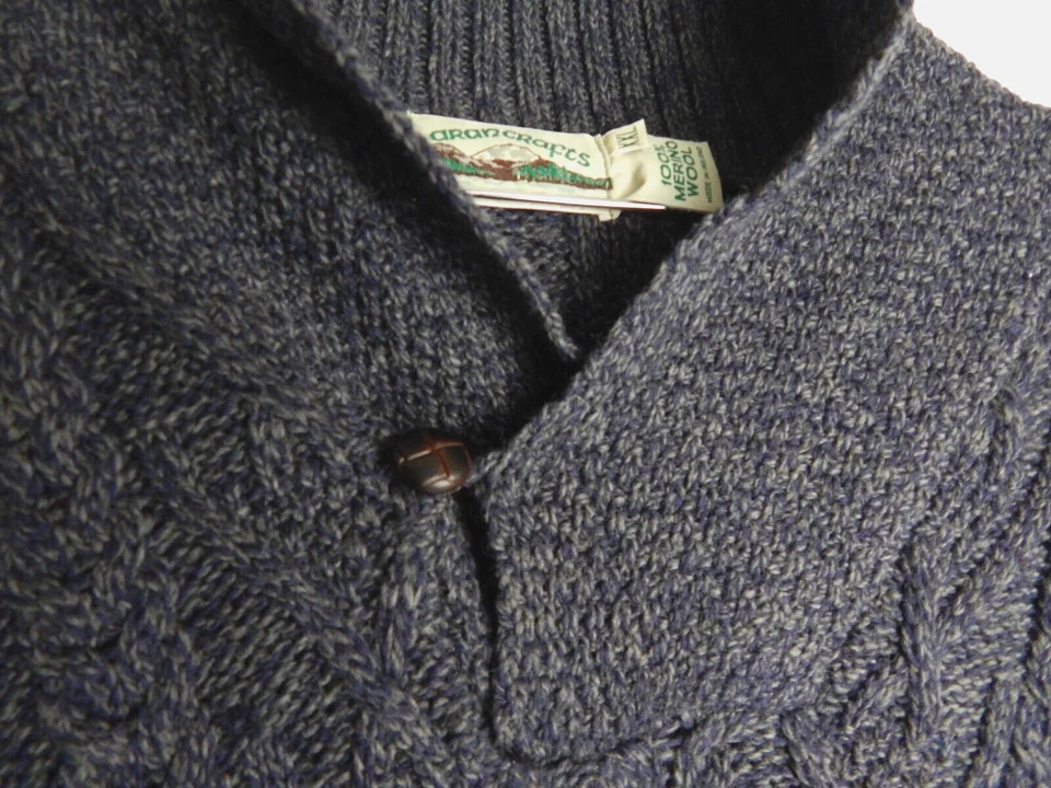 Suéter de pescador tejido con cable de lana merino Aran Crafts para hombre talla XXL Foto 3 de 4