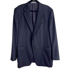 Hickey Freeman Blazer Size 46L Navy Blue Loro Piana Wool Madison Pinstripe