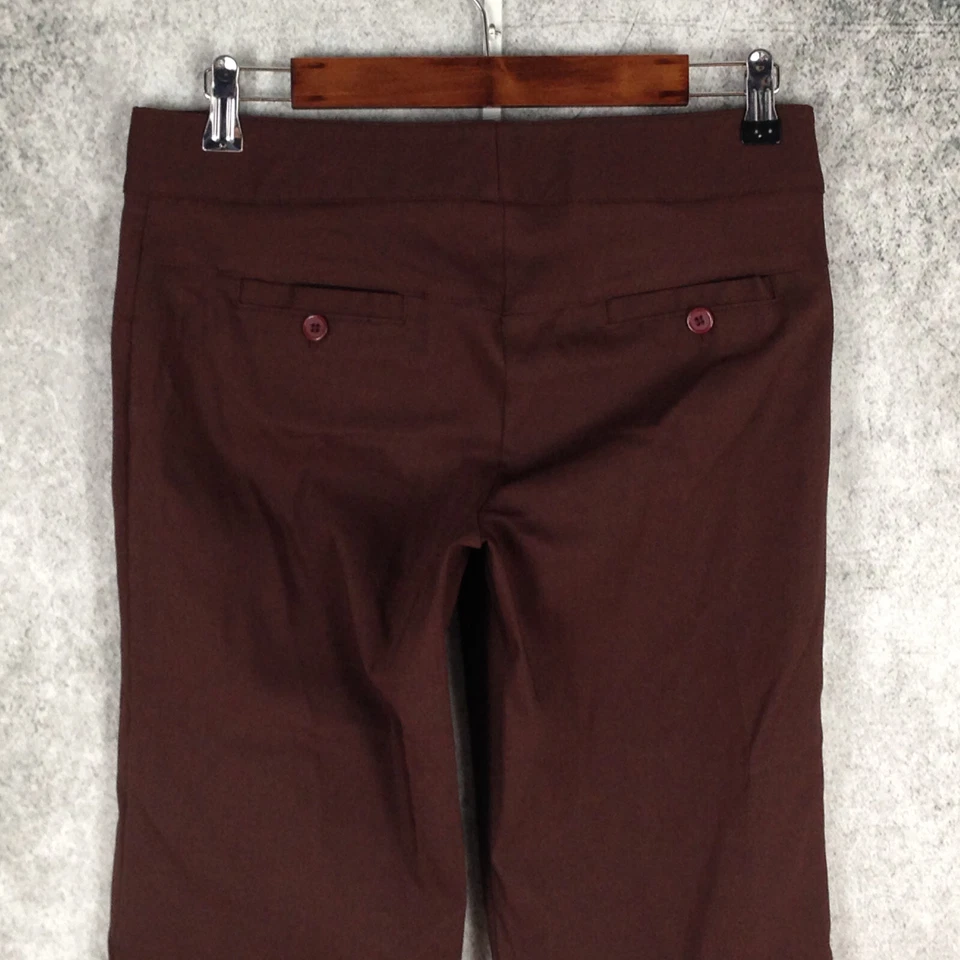 Calça social feminina de zinco alargada carreira júnior 5 stretch marrom sólido cintura média - Imagem 4 de 4