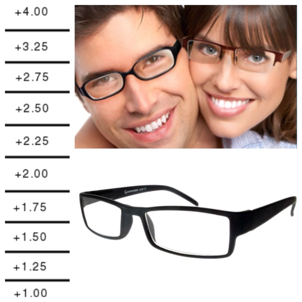 Reading Glasses Eye Strength from 0.00 to 4.00 Unisex Trendy Designer geek