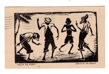 "Slap Ma Feet" Lino-Cut Post Card Dudleys Studio of Arts & Crafts Key West FL