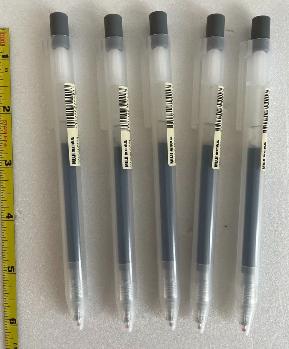 MUJI Gel Ink Ballpoint Pen Smoothly Knock Type Gray Water Based Set