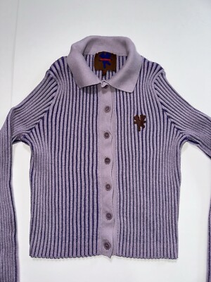 Heaven by Marc Jacobs Purple Collared Ribbed Knit Button Up