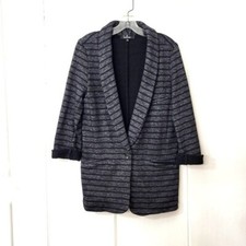 Lulu's Black And Gray Knit Striped Jacket Size Medium
