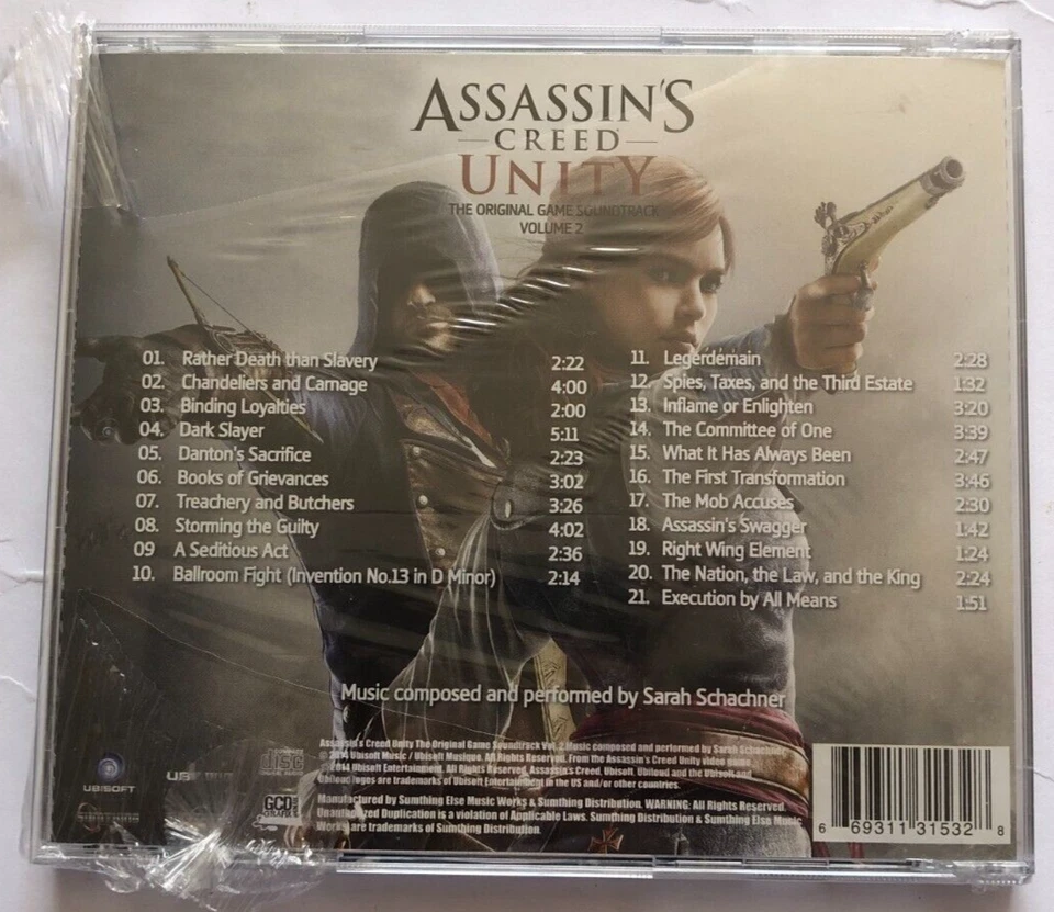Assassins Creed Unity Soundtrack Vol 2 CD New Sealed 669311315328 Ubisoft - Image 2 of 4