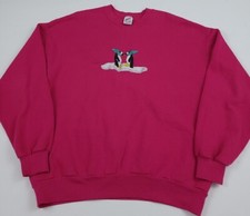 Vintage 90s Penguin Embroidered Sweatshirt Rare Vtg Jerzees USA Made 1990s Pink