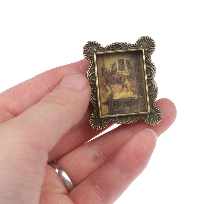 Miniature Antique Gold Picture Frame For Dollhouse – 1:12 Scale, Ornate Resin Frame, 2.5" X 2"