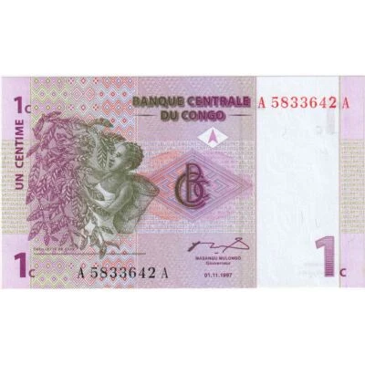 République démocratique du Congo, 1 Centime, 1997-11-01, NEUF - Photo 1/2