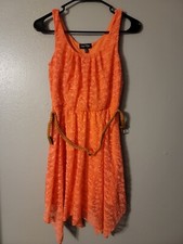 Love Reign Pink Lace Floral Lined Sleeveless Dress With Belt Size S