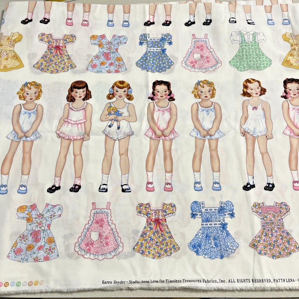 Let’s Play Paper Dolls by Anna Lena Timeless Treasures Cotton Fabric Panel 23" - Image 2 of 4