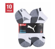 Puma Men's No Show Low Cut Socks, 10 Pair White Or Black Select Size